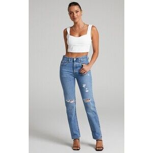 Levis Premium Womens 501 Original Fit Denim Jeans Blue Hi Rise Button Fly New